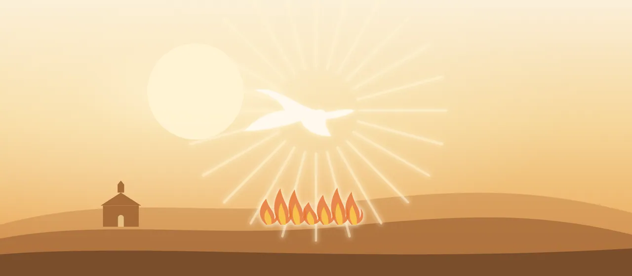 Paloma del Espíritu Santo entre rayos de luz y llamas de fuego de Pentecostés